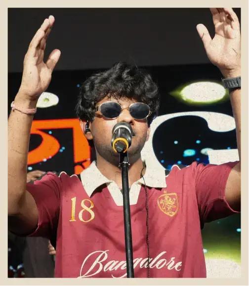 Anvay performing on stage at orientation week